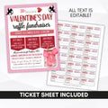 customizable valentine theme raffle fundraiser flyer and ticket sheet